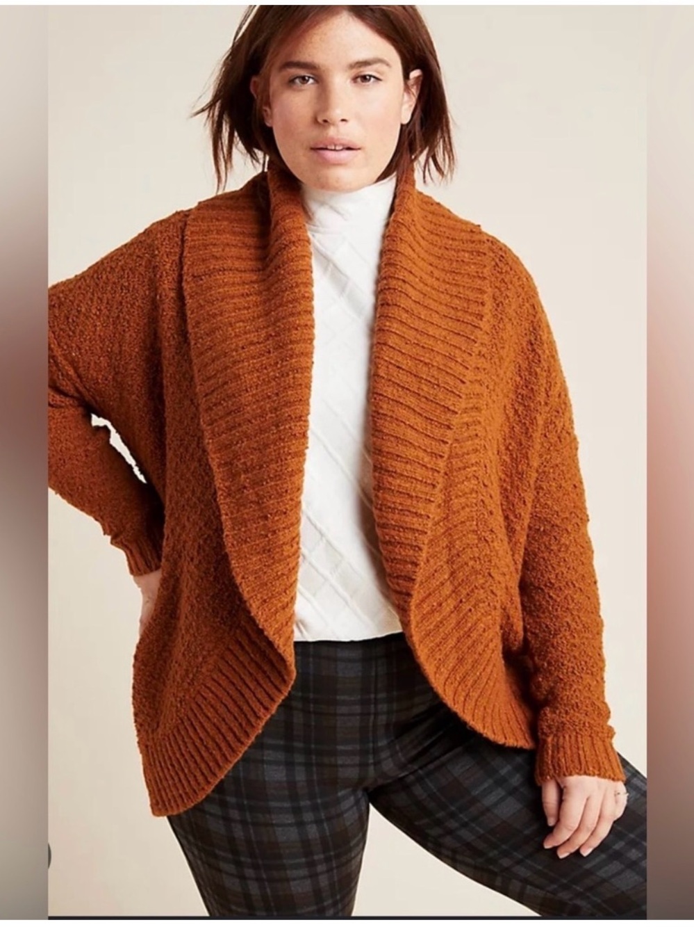 Anthropologie Chunky Open-Front Cardigan in Burnt Orange
